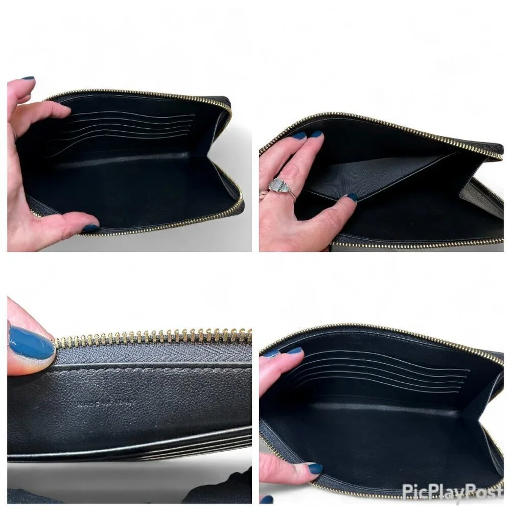 Smythson Men's Black Leather Panama Pochette Pouch, Wristlet - NWOT